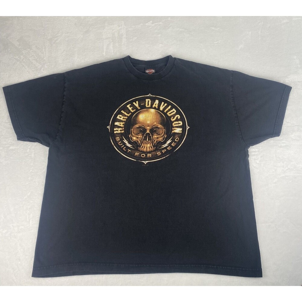 Harley Davidson 2021 Built For Speed Skull Graphic Print Shirt Mens 3XL Black